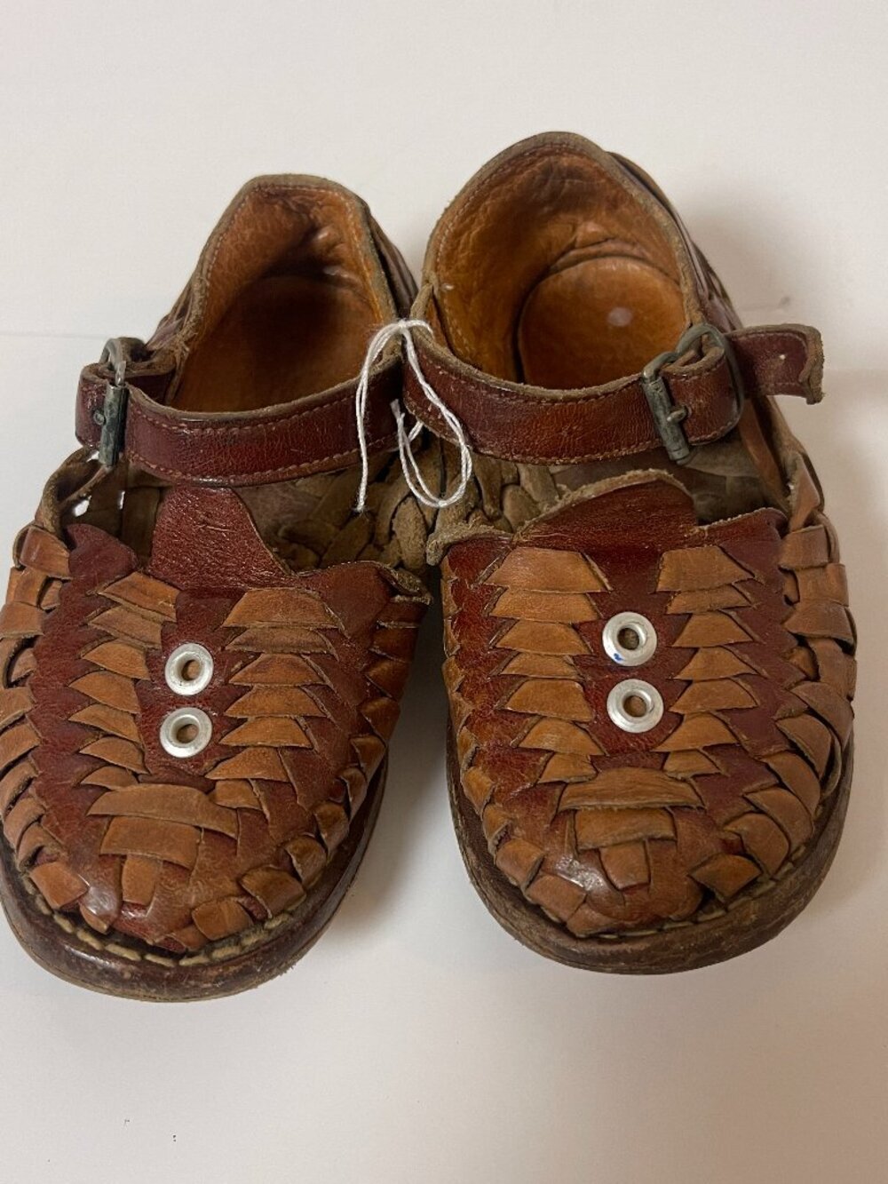 Vintage Baby Toddler Mexican Huarache Leather Mary Jane Shoes Size 4